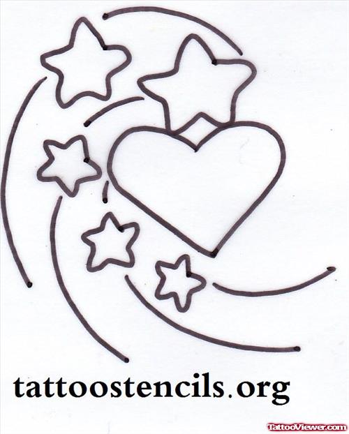 Stars And Heart Tattoo Design