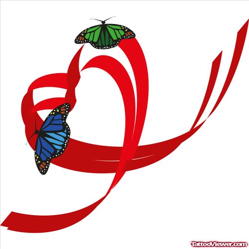 Flying Butterflies And Heart Tattoo Design