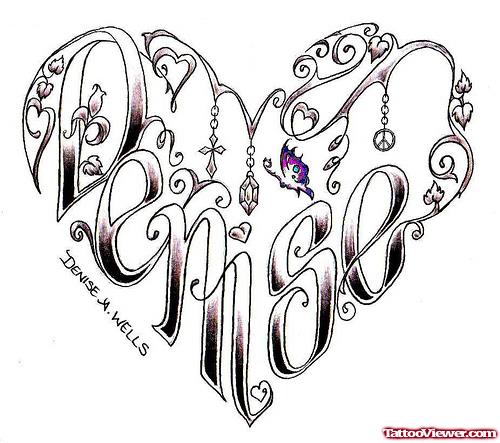 Demse Heart Tattoo Design