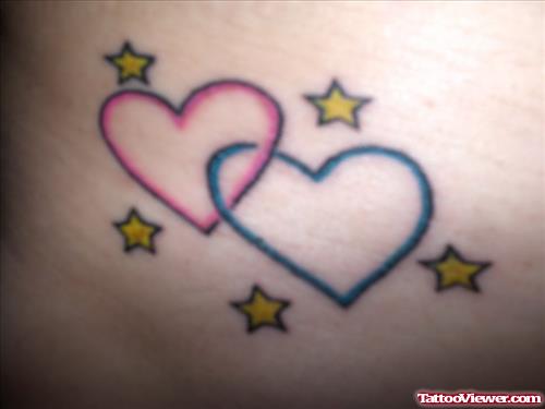 Blue Stars And Heart Tattoos