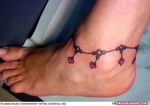 Red Hearts Tattoo On Ankle