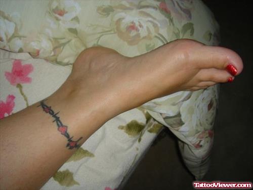 Girl Right Ankle Heart Tattoo