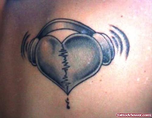 Heart With Headphones Tattoo