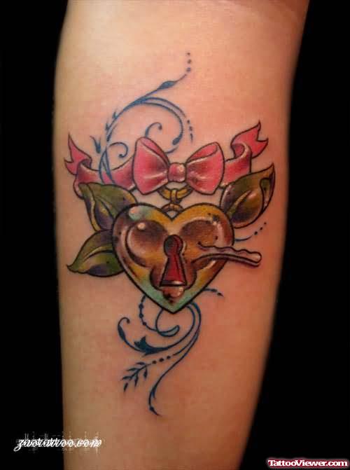 Heart Lock Tattoo On Arm