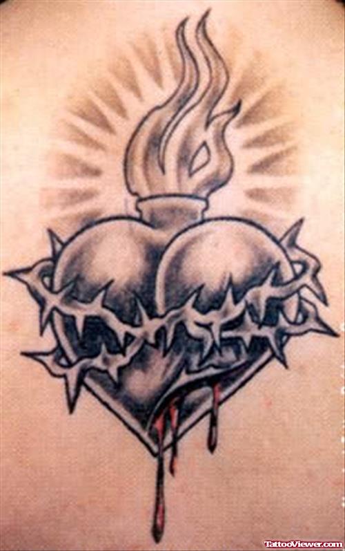 Sacred Heart Flaming Tattoo