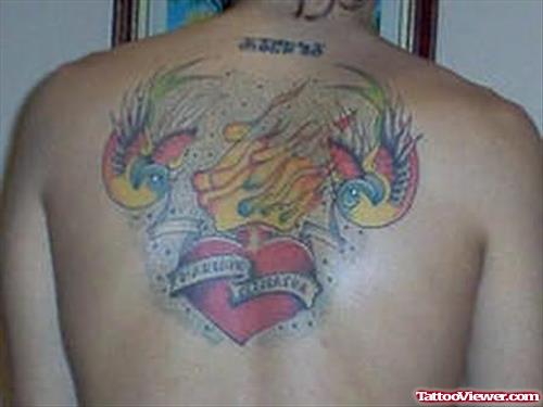 Amazing Heart Tattoo On Back