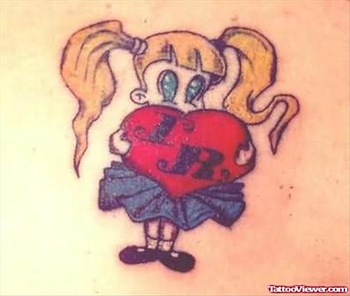 Cute Girl  Heart Tattoo