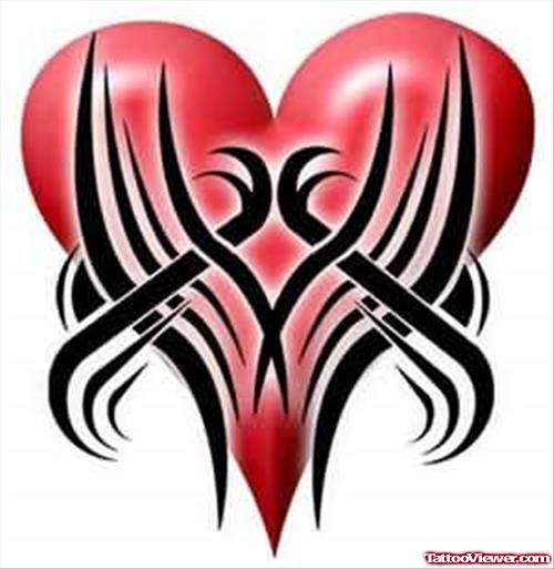 Hot Red Heart Tattoo
