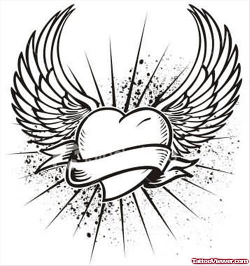 Love Bird Heart Tattoo Design