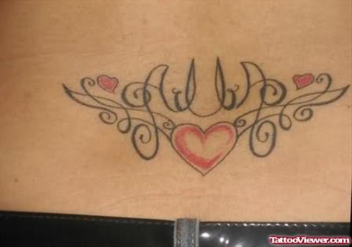 Awesome Red Heart Design Tattoo