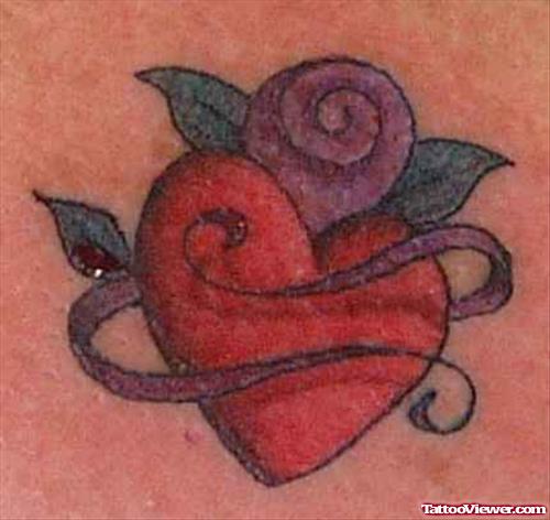 Beautiful Flower Heart Tattoo