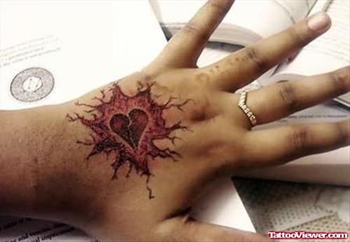 Amazing Heart Tattoo On Hand