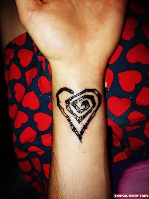 Heart Design Tattoo On Wrist