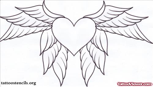 Black Wings Heart Tattoo Sample