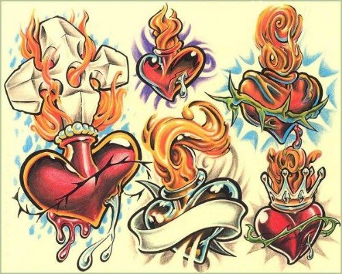 Sacred Hearts Tattoos Designs