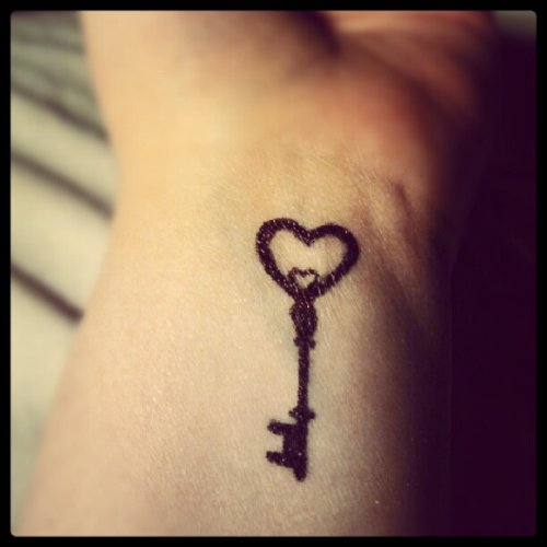 Heart Lock Key Tattoo On Wrist