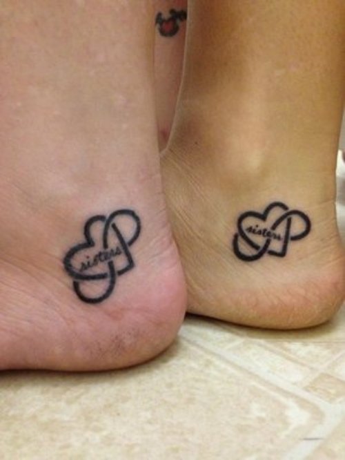 Infinity And Heart Symbols Tattoos On Heel