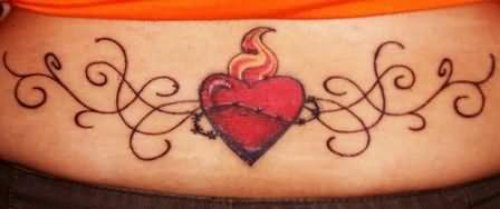 Trendy Heart Tattoo On Lower Body