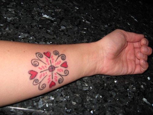 Tiny Heart Tattoos On Left Forearm
