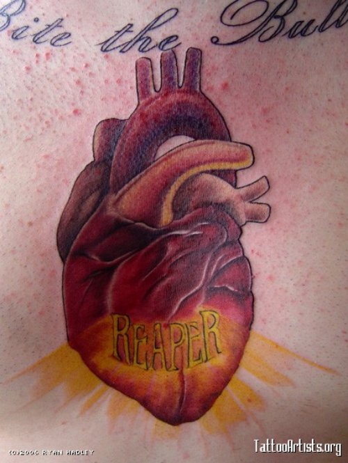 Awesome Color Red Heart Tattoo