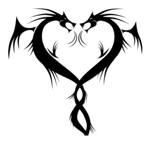 Black Dragons Heart Tattoo Design