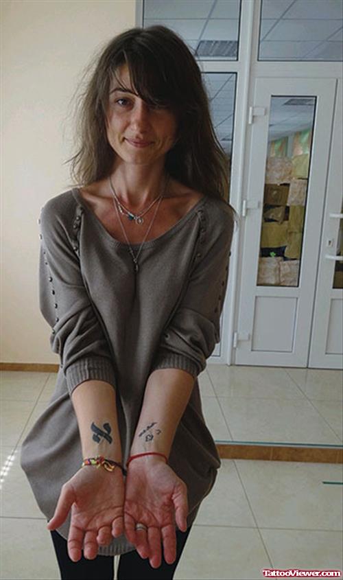 Hebrew Tattoos On Girl Both Wrists