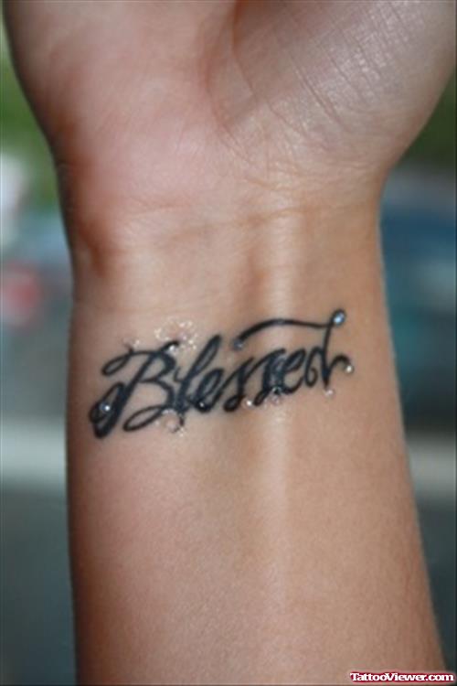 Blessed Hebrew Tattoo On Right Wrist