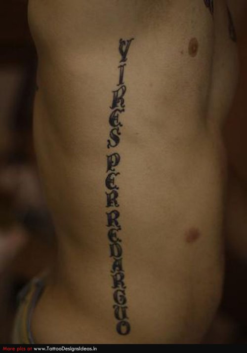 Amazing Hebrew Tattoo On Man Side Rib