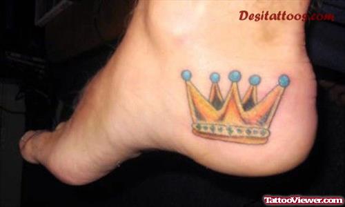 Color Ink Crown Heel Tattoo
