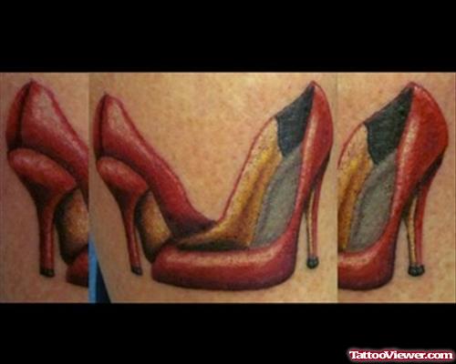 Red Ink High Heels Tattoos