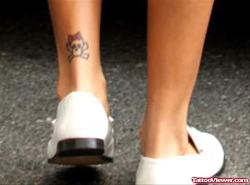 Pirate Skull Heel Tattoo For Girls