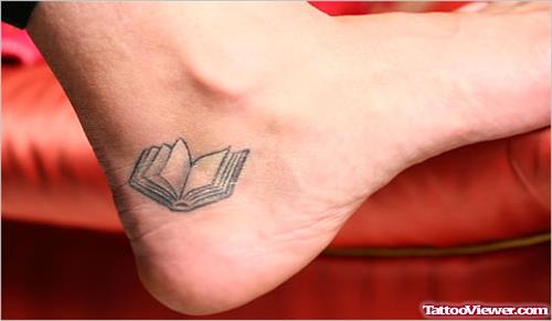 Grey Ink Small Book Heel Tattoo