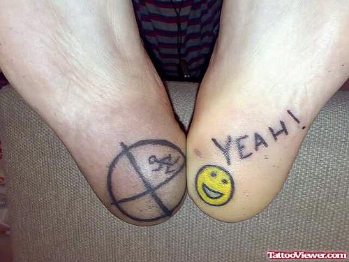 Yellow Smiley Back Heel Tattoo