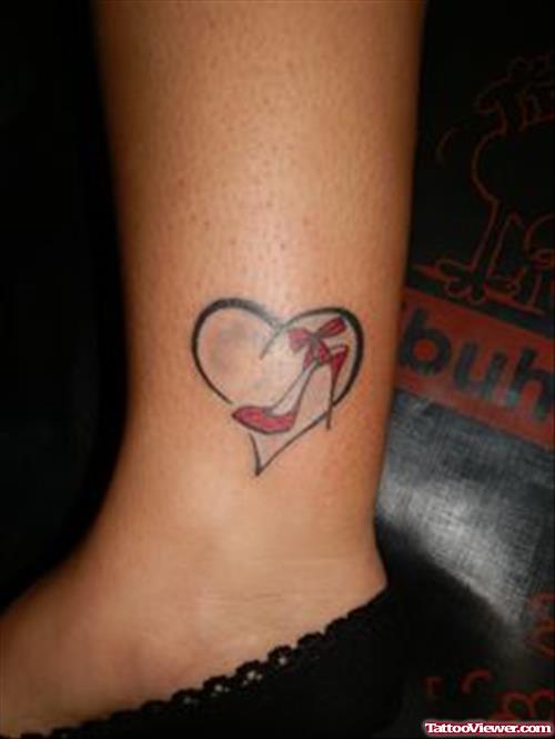 Heart And High Heel Tattoo For GIrls