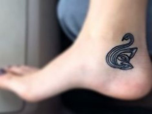 Grey Ink Celtic Heel Tattoo For Girls