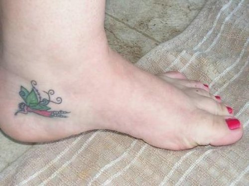Color Ink Flying Fairy Heel Tattoo For Girls