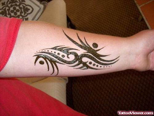 Tribal Henna Tattoo On Left Forearm