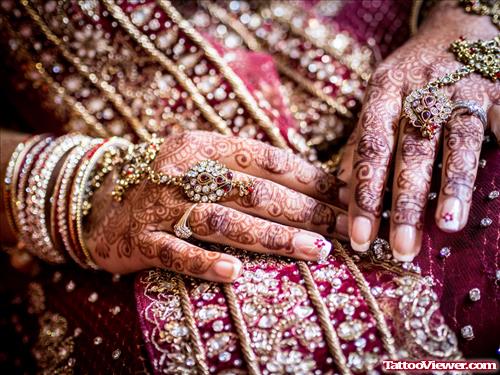 Bridal With Henna Tattoos On Both Hands