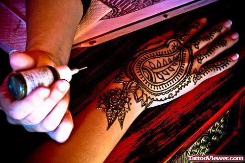 Henna Tattoo On Right Back Hand
