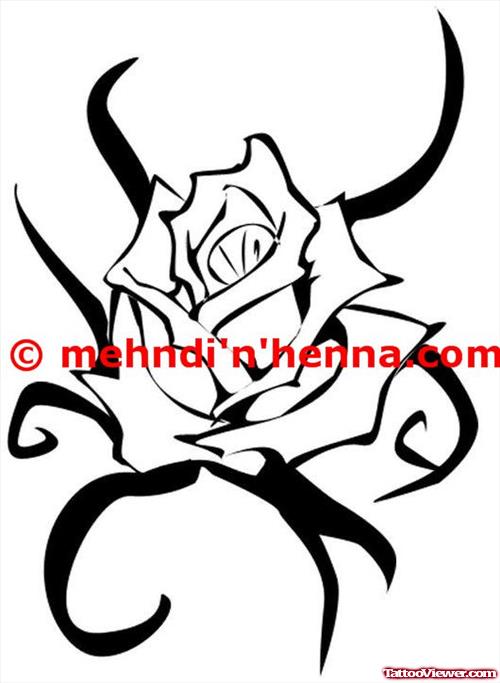 Tribal And Rose Flower Henna Tattoo Design