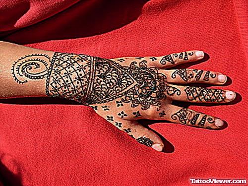 Henna Tattoo On Left Back Hand