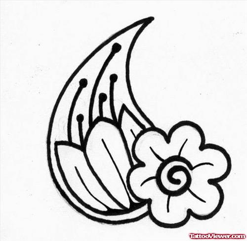 Outline Flower Henna Tattoo Design