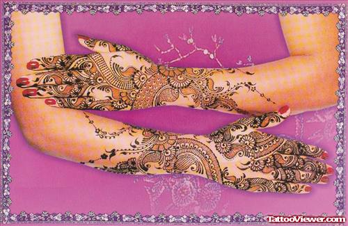 Wedding Henna Tattoos On Hands And Forearms