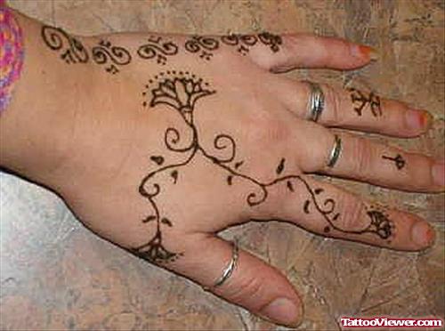 Henna Tattoo On Left Hand
