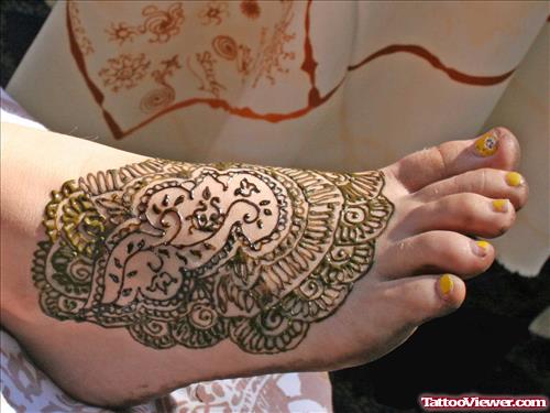 Henna Tattoo On Right Foot