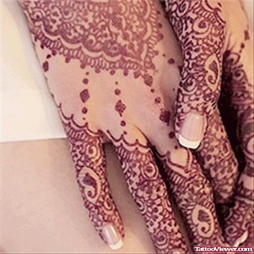 Black Ink Henna Tattoos On Hands