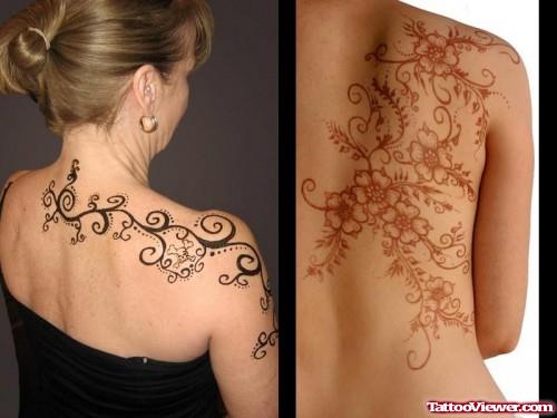 Amazing Henna Tattoo On Back For Women