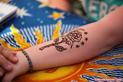 Rose Flower Henna Tattoo on Arm