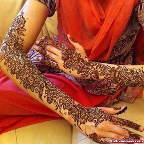 Henna Tattoos On Both Arm
