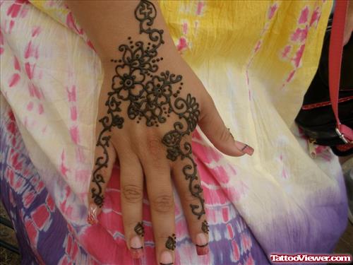 Henna Tattoo On Right Hand